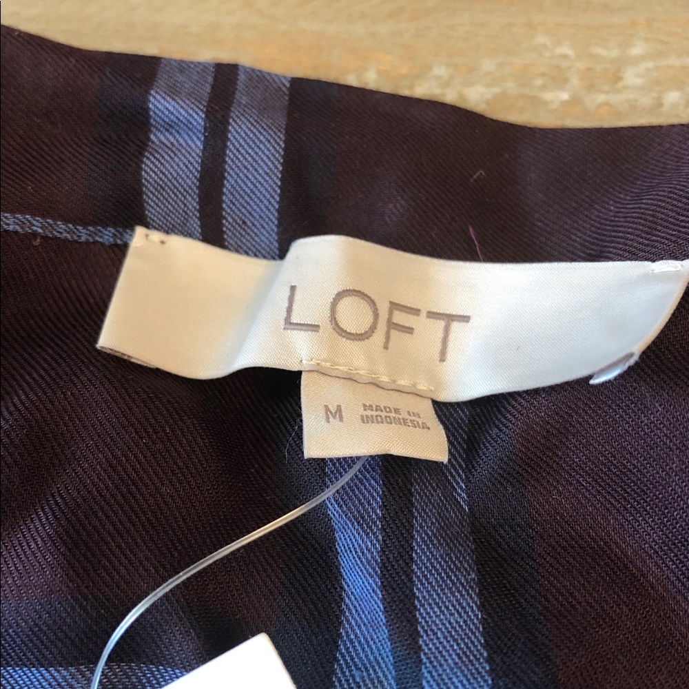 Loft Plaid Off The Shoulder Blouse - Size M - NWT - Picture 3 of 6